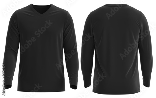 Long-sleeves v-neck t-shirt mockup, 3d illustration, 3d rendering, activewear, V-neck, Tshirt