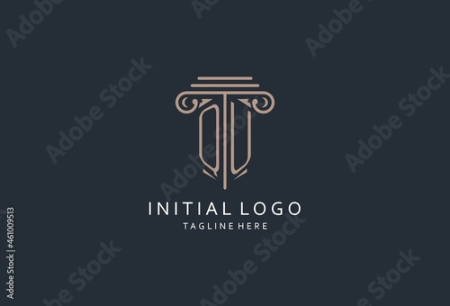 QU monogram logo with pillar shape icon, luxury and elegant design logo for law firm initial style logo