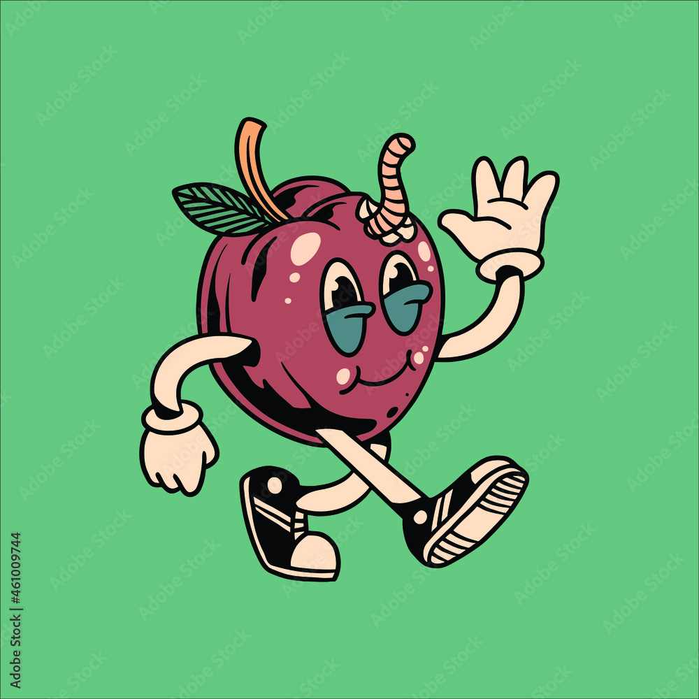 Obraz premium happy apple cartoon vector design