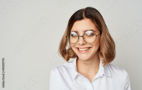 woman with glasses executive Lifestyle isolated background