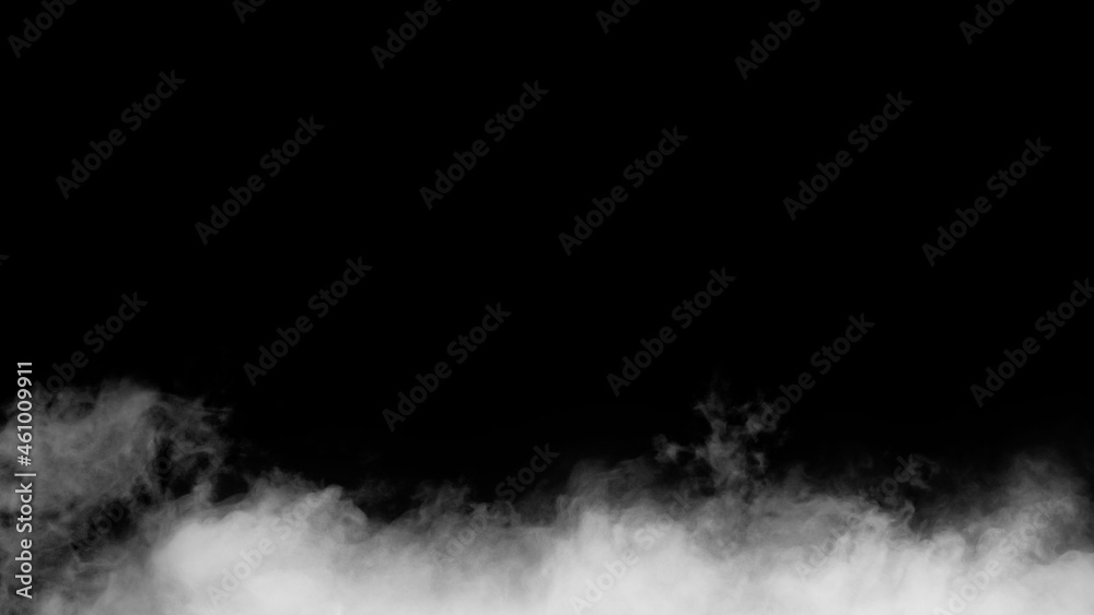 White smoke or fog isolated on black background.