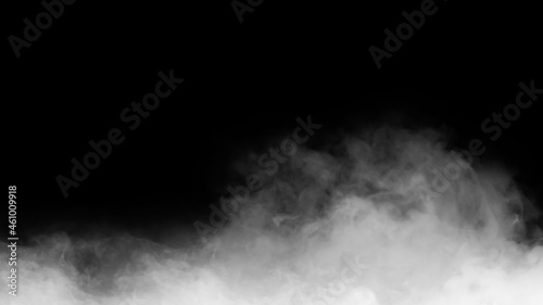 White smoke or fog isolated on black background.