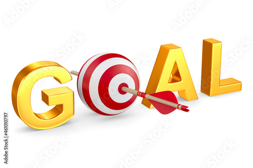 Arrow and target on white b...