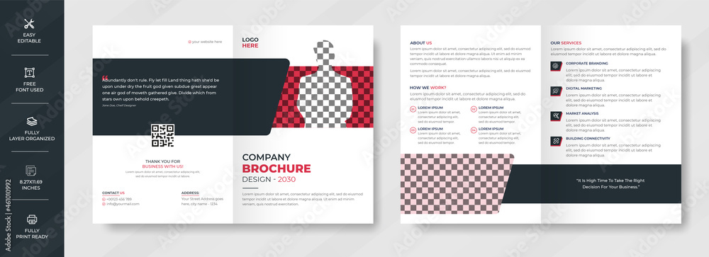 creative modern corporate bi-fold business brochure design