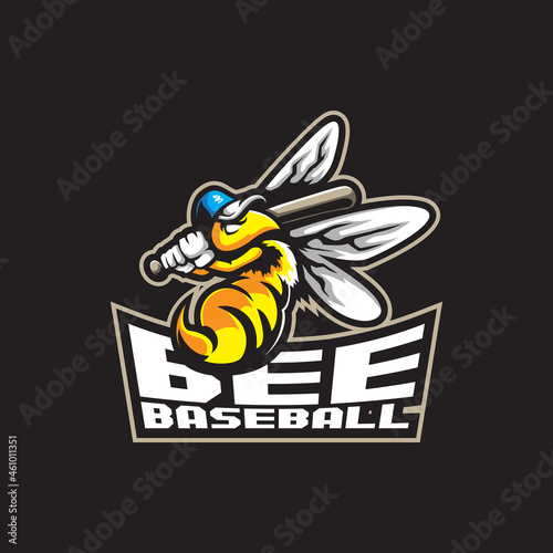 Bee mascot logo design vector with modern illustration concept style for badge, emblem and t shirt printing. Bee baseball illustration.