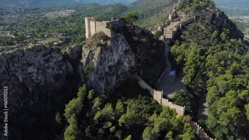 aerial view of the medieval castle of Jativa in Valencia Spain