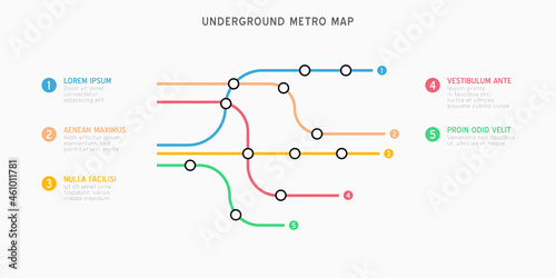 City Subway transportation scheme. Underground connection top view. photo