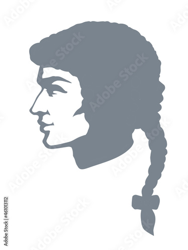 Vintage french wig. Vector drawing