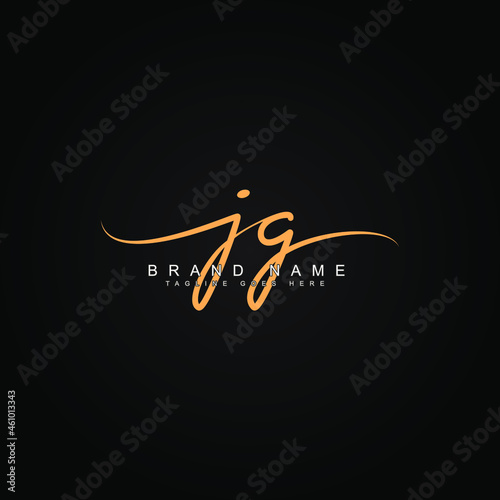 Initial Letter JG Logo - Handwritten Signature Style Logo 
