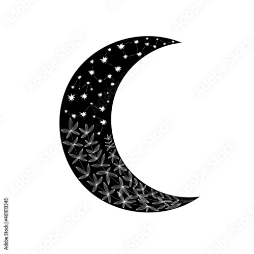 Moon Surface. Moon. Satellite Planet. Crescent Moon. Object Shape. Vector Graphics.