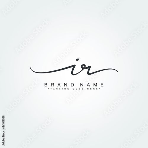 Initial Letter IR Logo - Handwritten Signature Logo