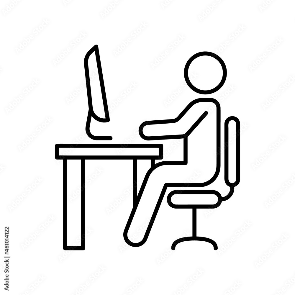 Employee icon. Flat pictogram for web. Line stroke. Simple office worker symbol isolated on white background. Outline vector eps10 Employee icon. Flat pictogram for web. Line stroke. Simple office worker symbol isolated on white background. Outline vector eps10