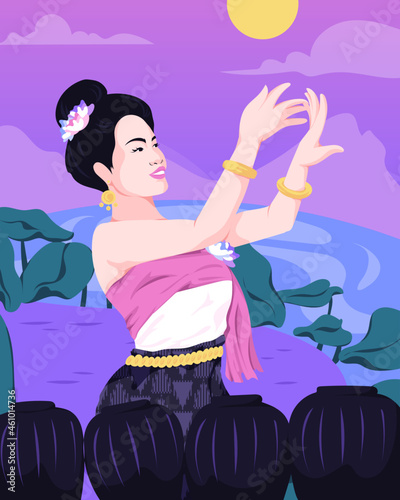 Woman performing traditional Asian dance
