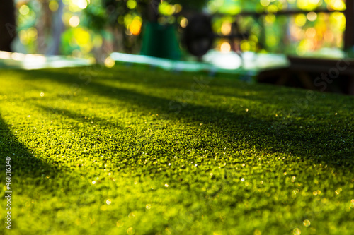 Artificial turf with sunlight photo