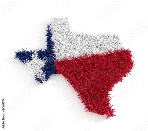 Texas state map covered by 3d grass