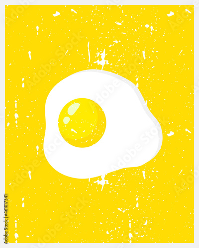 Fried Egg with yellow background, breakfast fried hen or chicken egg - ready for your text