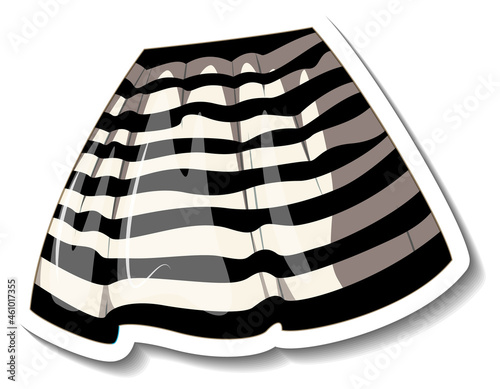 A sticker template with black and white lines pattern on skirt