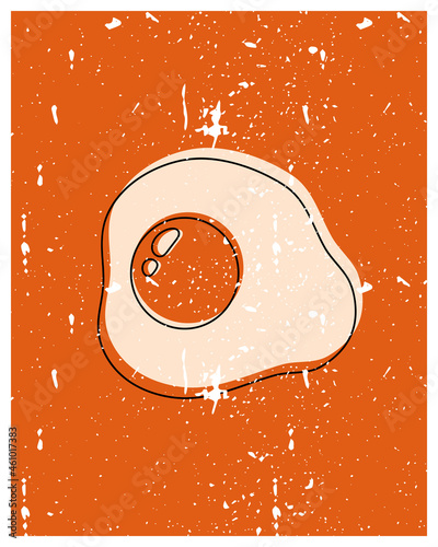 Fried Egg with orange background, breakfast fried hen or chicken egg - ready for your text