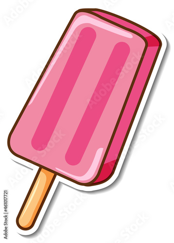 Sticker strawberry ice cream stick