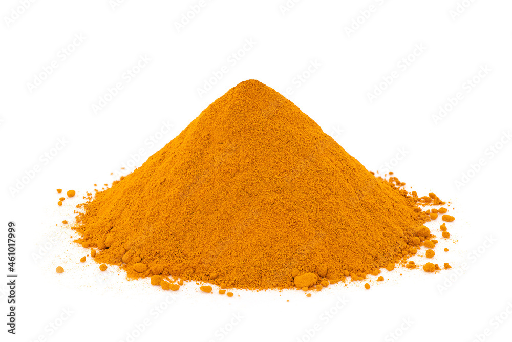 Turmeric powder isolated on white background. Turmeric powder isolated on white background.