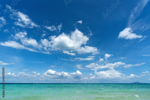 Crystal sea and blue sky background. Tropical beach. © tawatchai1990