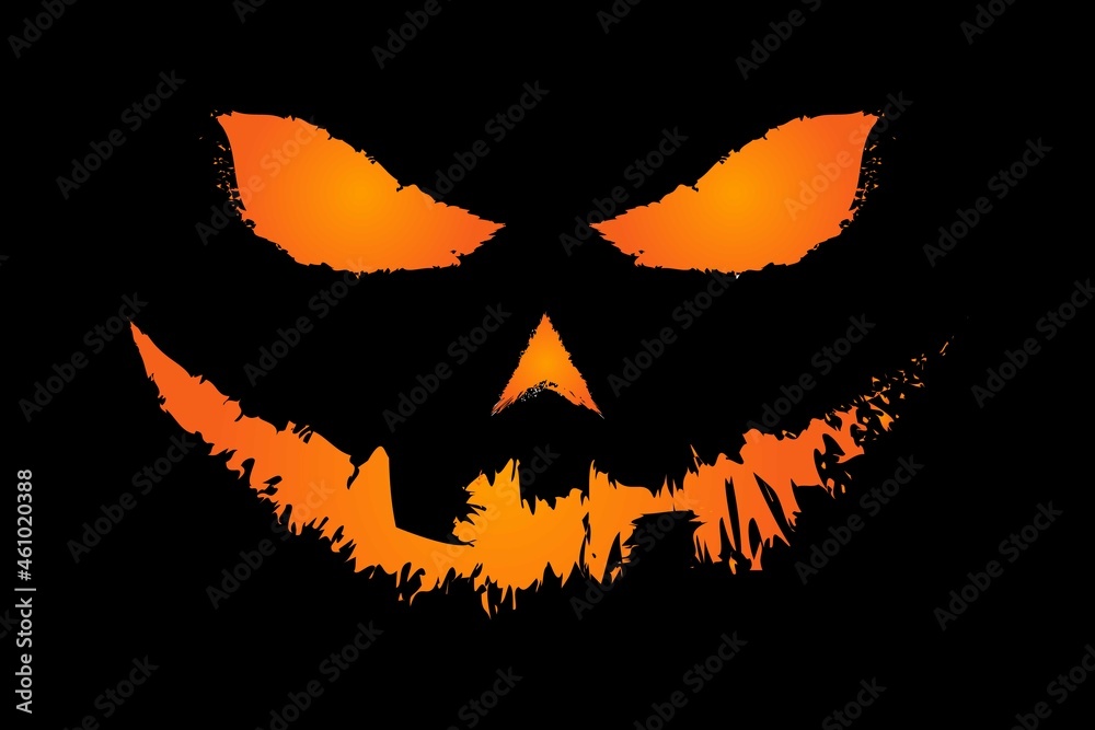 .pumpkin jack o lantern scary face design.