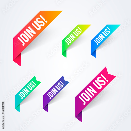 Vector Illustration Colorful Join Us Label Set
