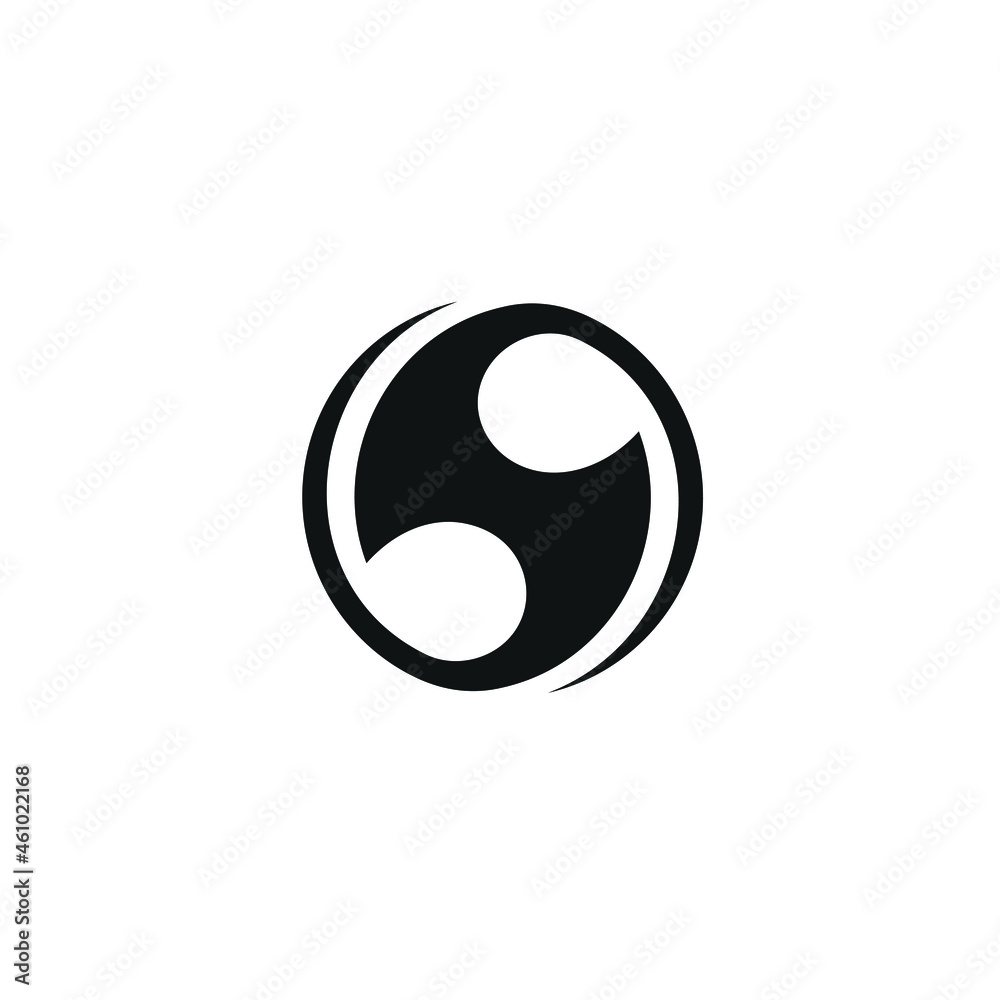 Initial Letters H and S, Comma Silhouette Symbols, Punctuation Marks, Vector Concepts of Minimalist Abstract Circle Logo Design. Initial Letters H and S, Comma Silhouette Symbols, Punctuation Marks, Vector Concepts of Minimalist Abstract Circle Logo Design.