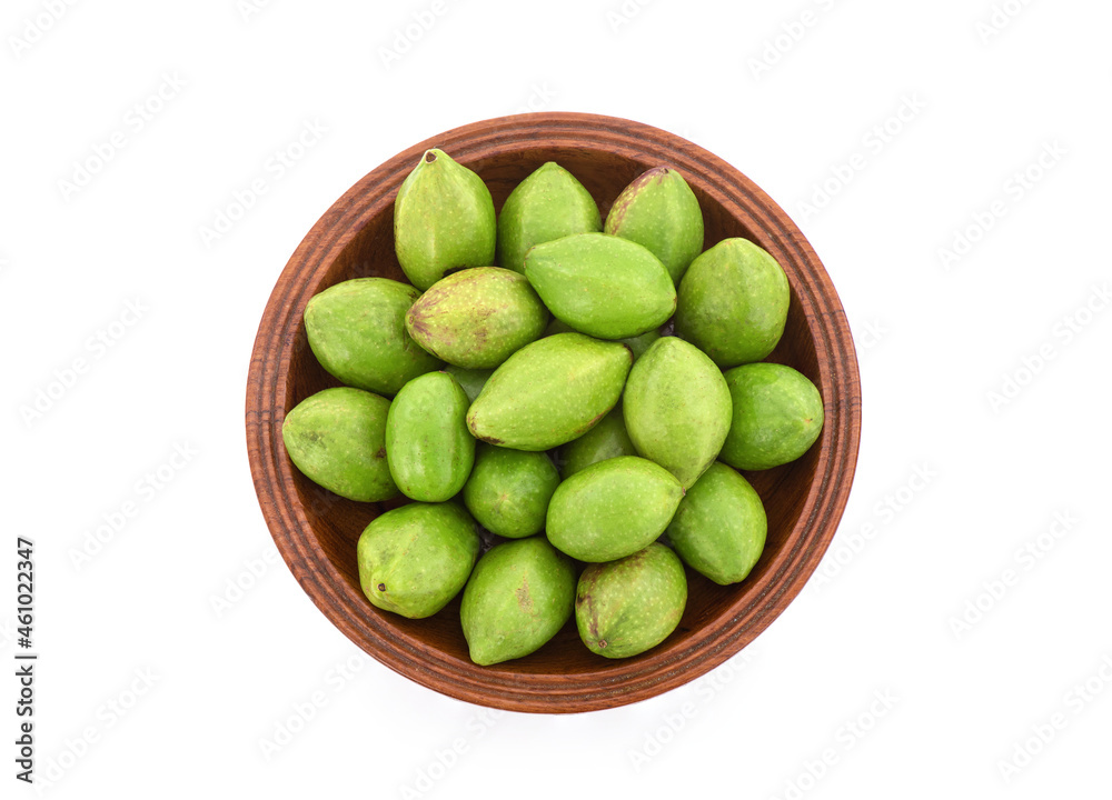 Terminalia chebula or chebulic myrobalans, fruits isolated on white background. top view,flat lay. Terminalia chebula or chebulic myrobalans, fruits isolated on white background. top view,flat lay.