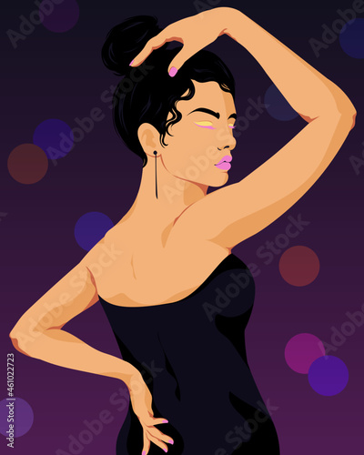 Asian ladyboy dancing in disco at night