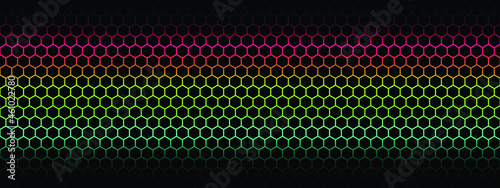 Black hexagon and colored background