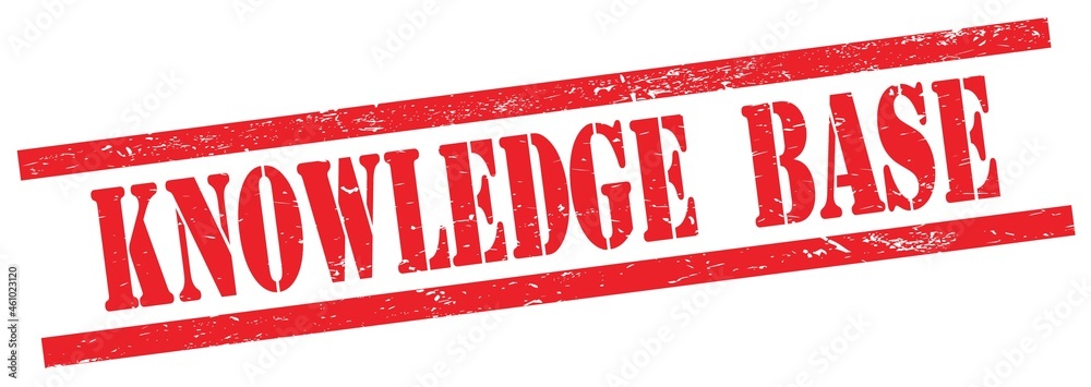 KNOWLEDGE BASE text on red grungy rectangle stamp. KNOWLEDGE BASE text on red grungy rectangle stamp.