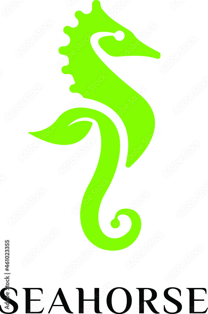 Fototapeta premium sea horse green natural with growth leaf vector design