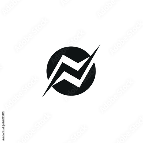 Initial Letter N, Logo Design Mark, Energy, Power, Electricity, Stun, Flash, Battery, Arrow Spear Pointed Concept, Circle Symbol Style.