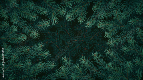 Realistic vector Christmas tree branches background. Christmas decoration concept 