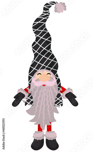 Christmas little gnome isolated on white background. Vector decoration