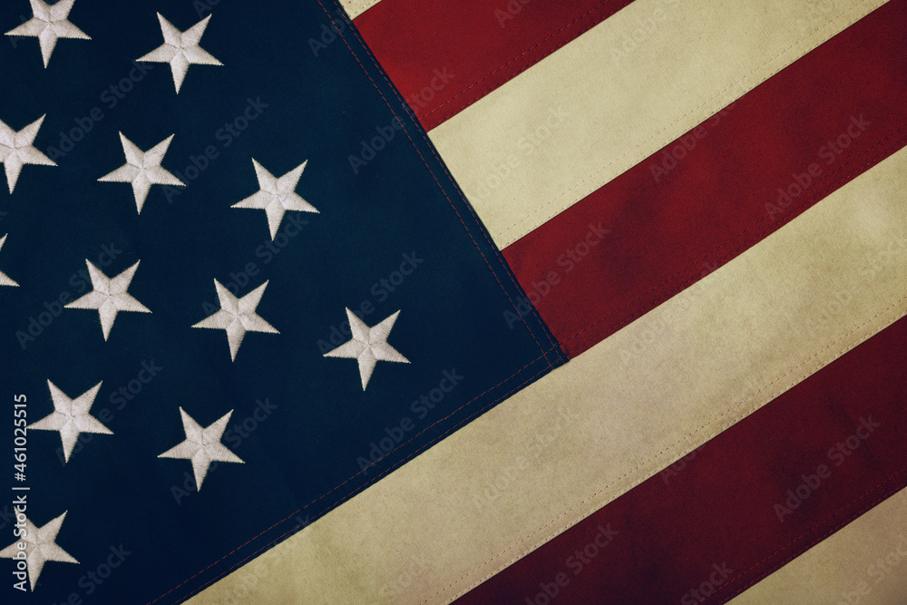 Fototapeta premium Vintage embroidered cotton US American flag