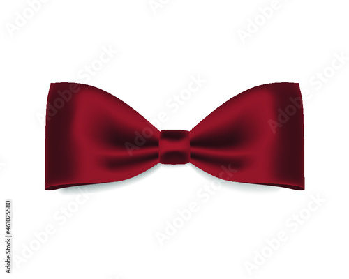 Red silk bow tie isolated on a white background