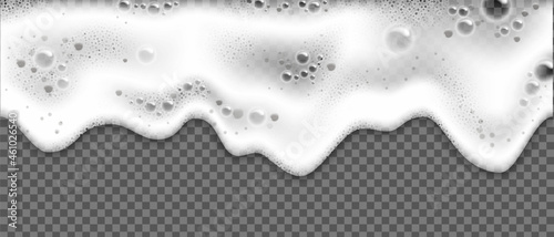 realistic soap or beer white foam. Sea foam on transparent background