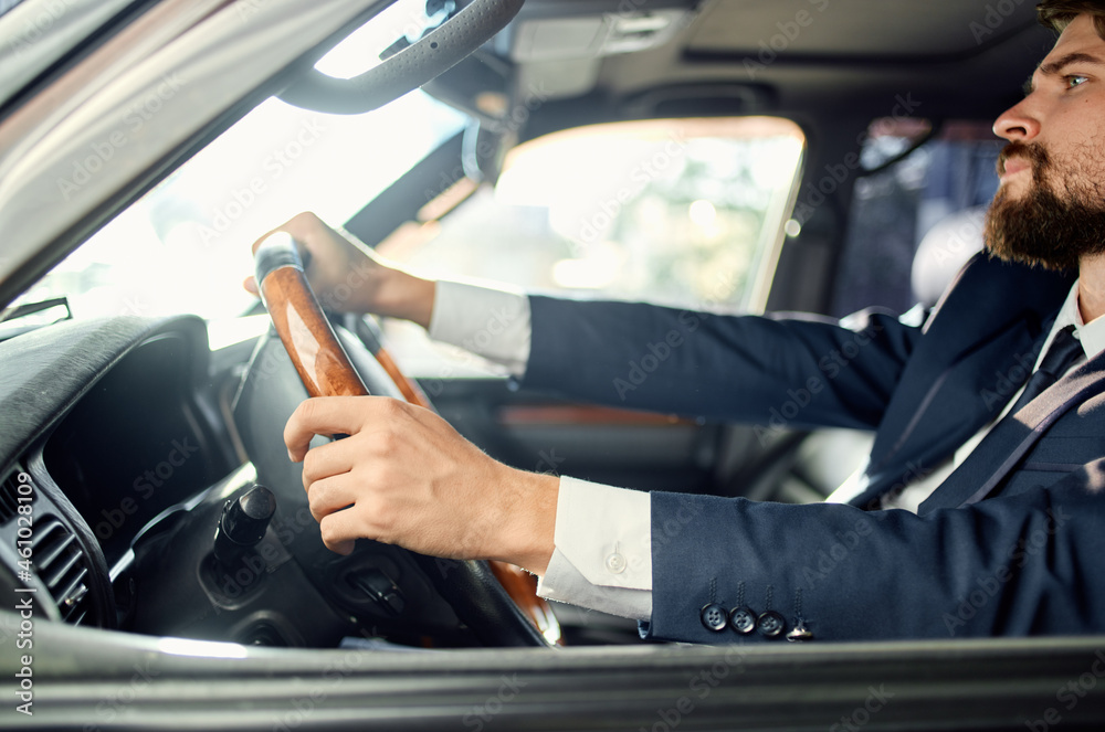 businessmen in a suit in a car a trip to work success service rich businessmen in a suit in a car a trip to work success service rich