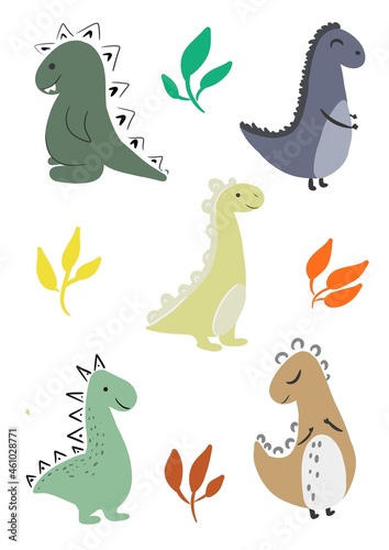 set of cute dinosaurs