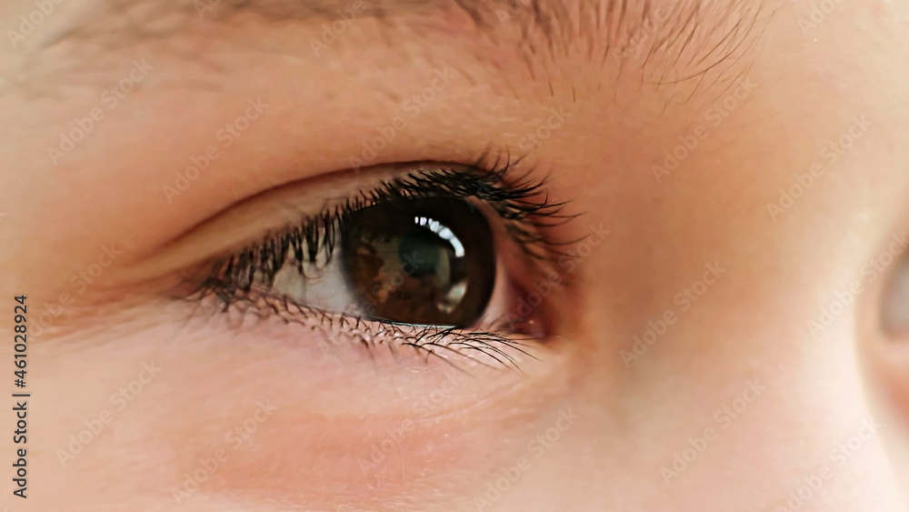 Fototapeta premium shot of brown eyes of a child. close up view, soft focus.