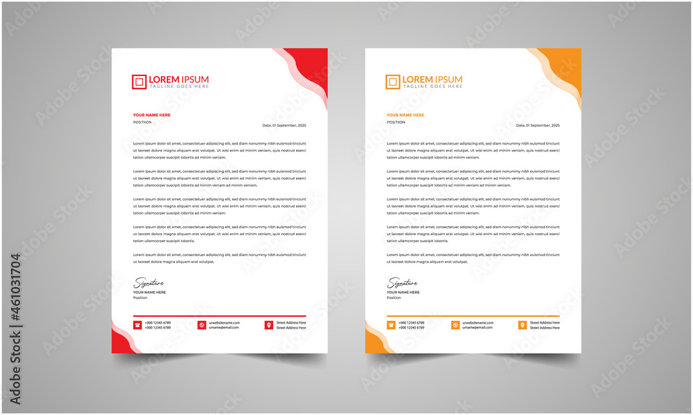 Creative modern business style letterhead design vector template A4 size