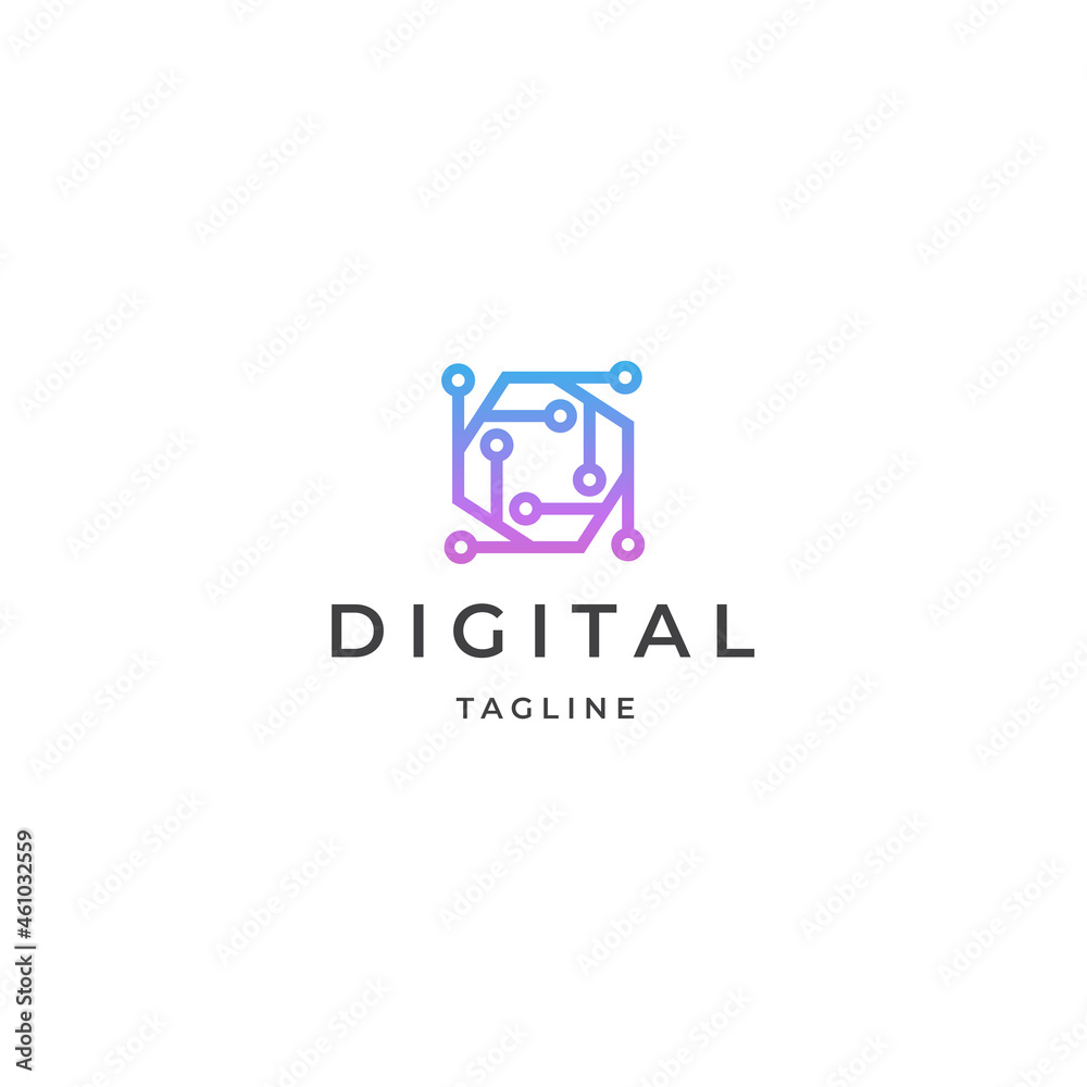Circuit board data tech logo icon design template flat vector Circuit board data tech logo icon design template flat vector