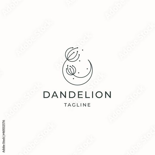Dandelion flower logo icon design template flat vector