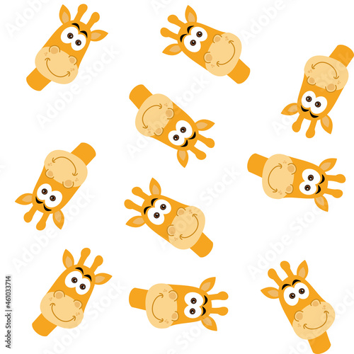 Pattern for gift wrap with giraffe head on white background