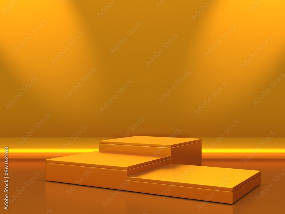 Golden luxurious pedestal or blank podium