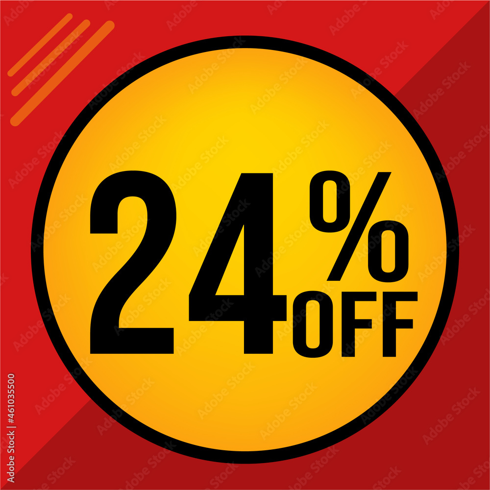 24 percent off. twenty-four percent off. Red background.