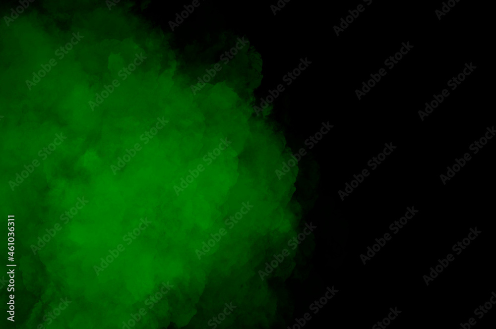 Black abstract background, green smoke, fractals, dark wallpaper