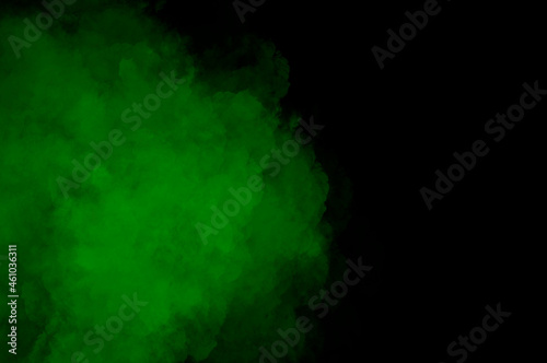 Black abstract background, green smoke, fractals, dark wallpaper